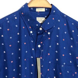 J. Crew Shirt Mens Medium Secret Wash Poplin Button Down Nautical Flag New